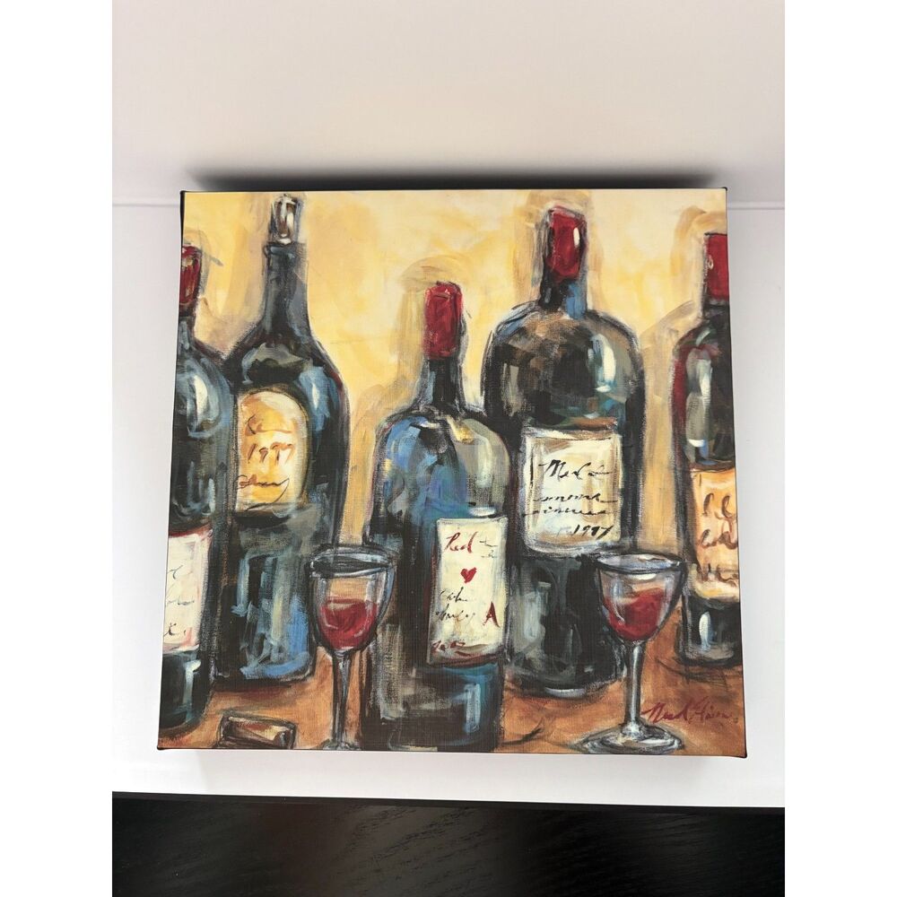 Framed Wine Bottle Art Print 10x10 – Rustic Kitchen / Bar Wall Decor - Picture 3 of 7